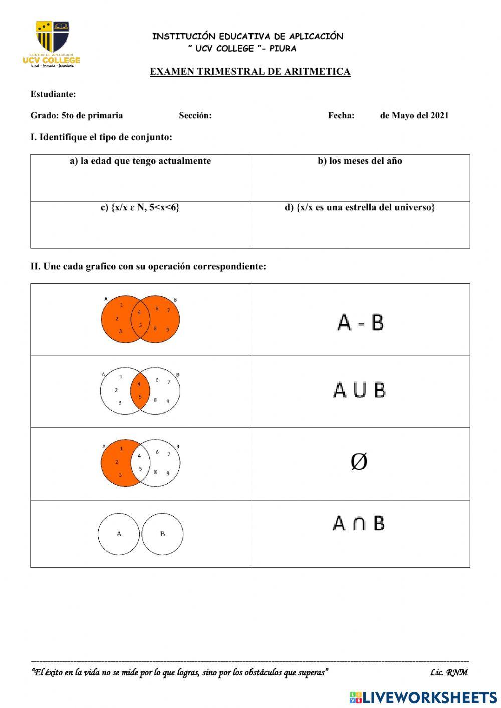 Examen de aritmetica