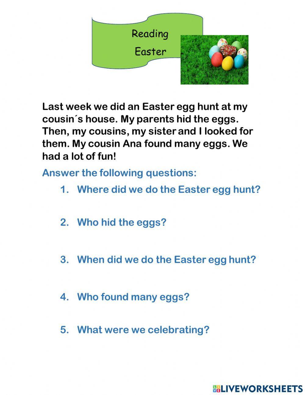 Reading Comprehension Easter Reading