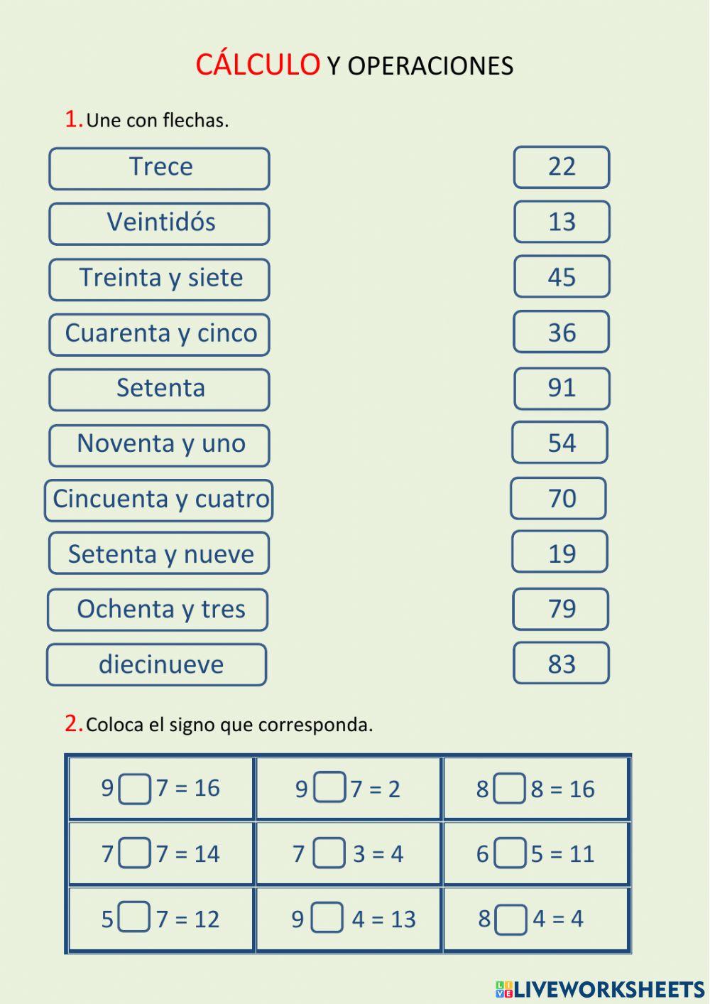 Cálculo y operaciones