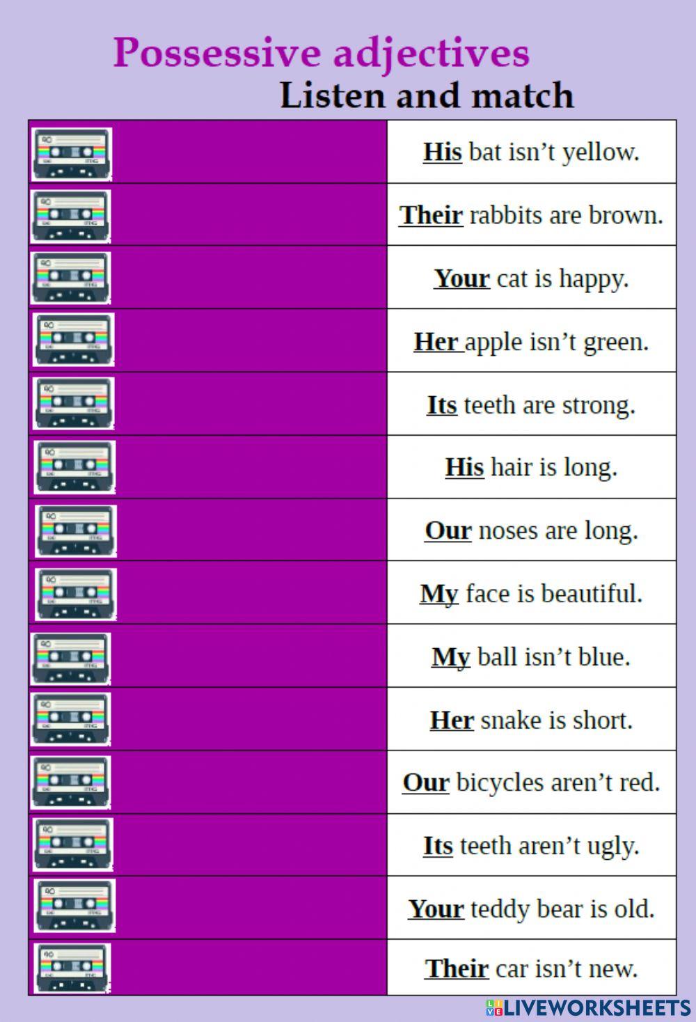 Possessive adjectives listening3