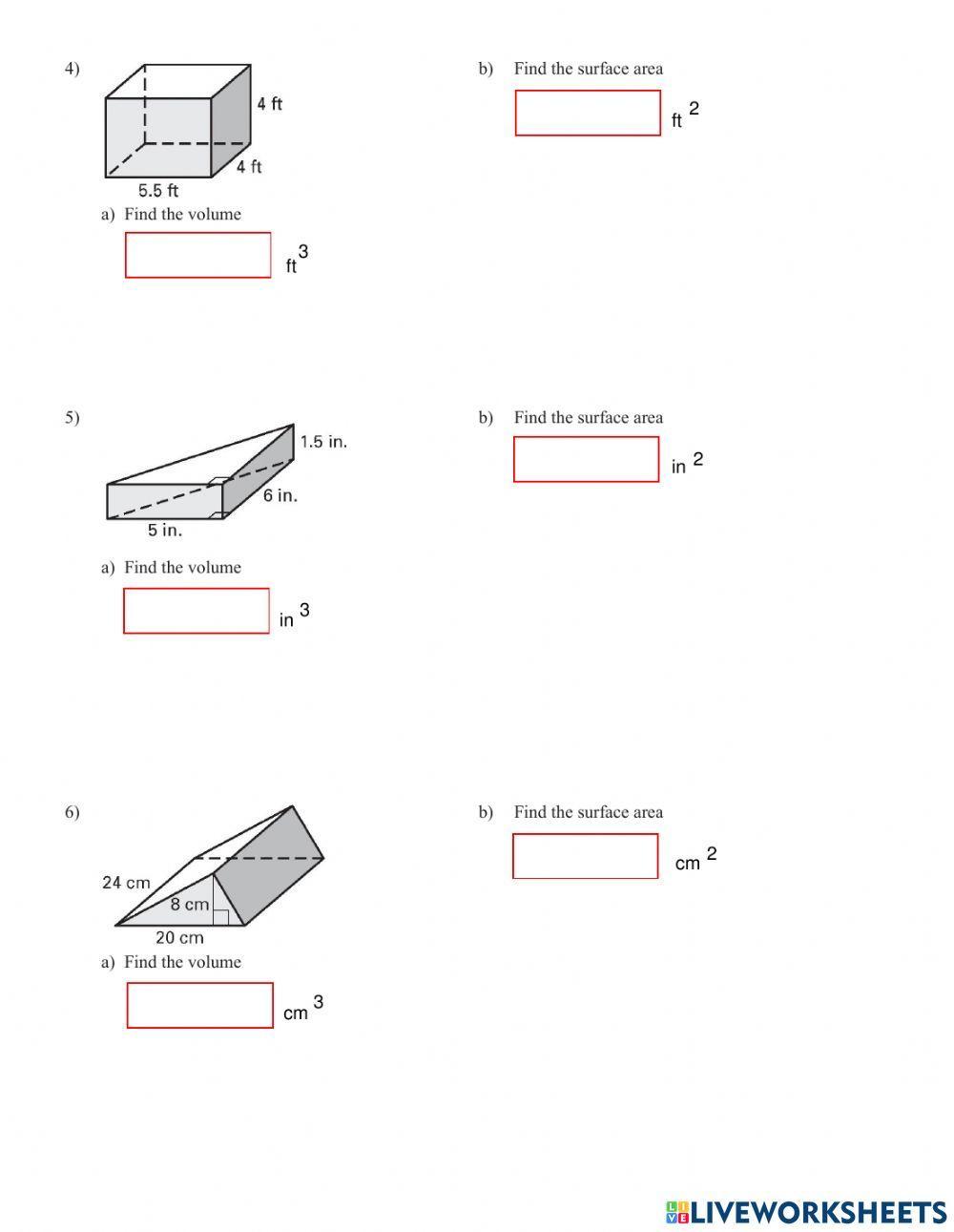 Volume and Surface Area Volume and Surface Area