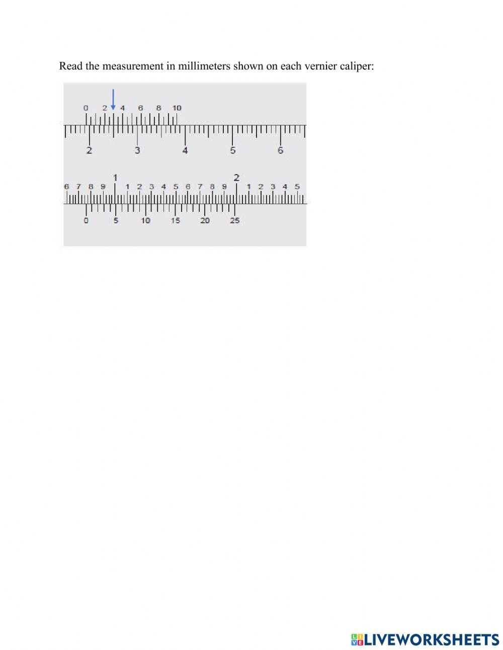 Vernier caliper millimetres