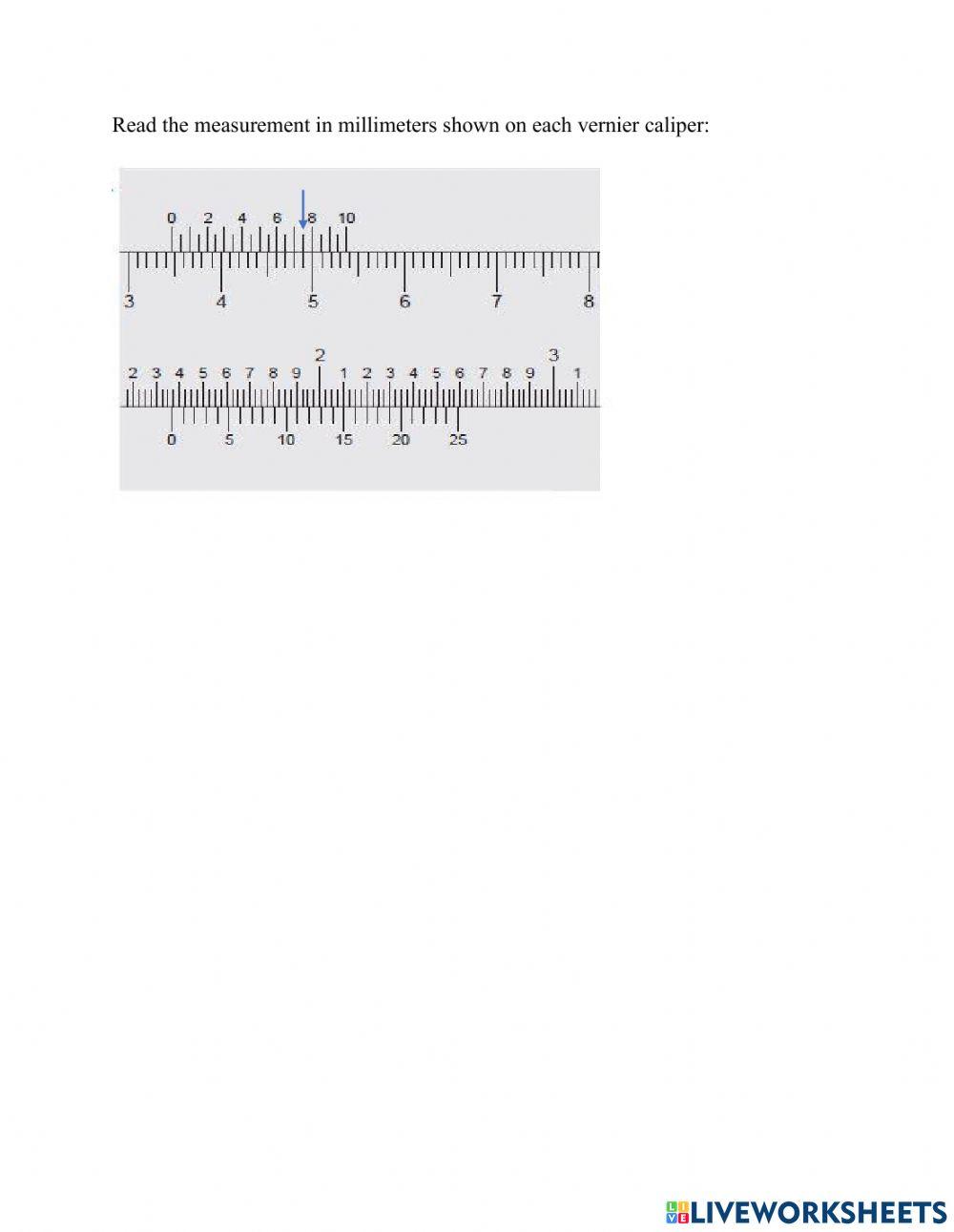 Vernier caliper millimetres