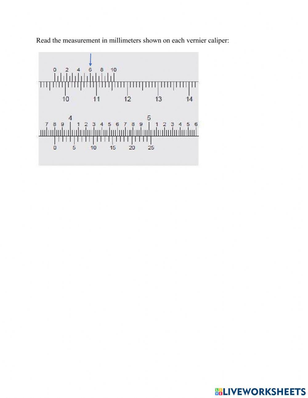 Vernier caliper millimetres
