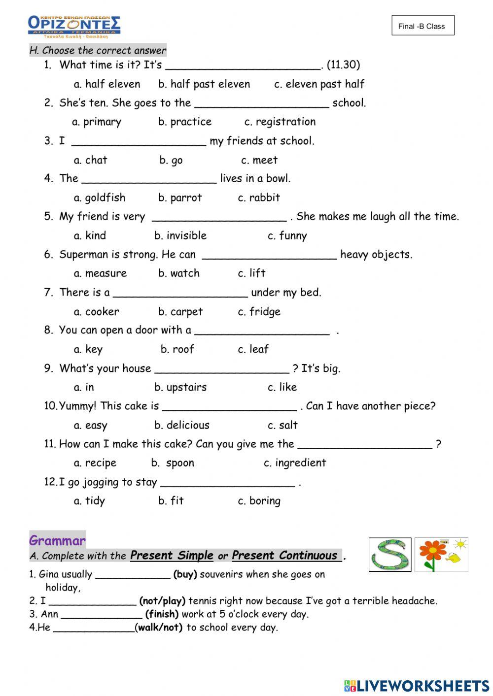 Right on 2! - FINAL TEST - B class
