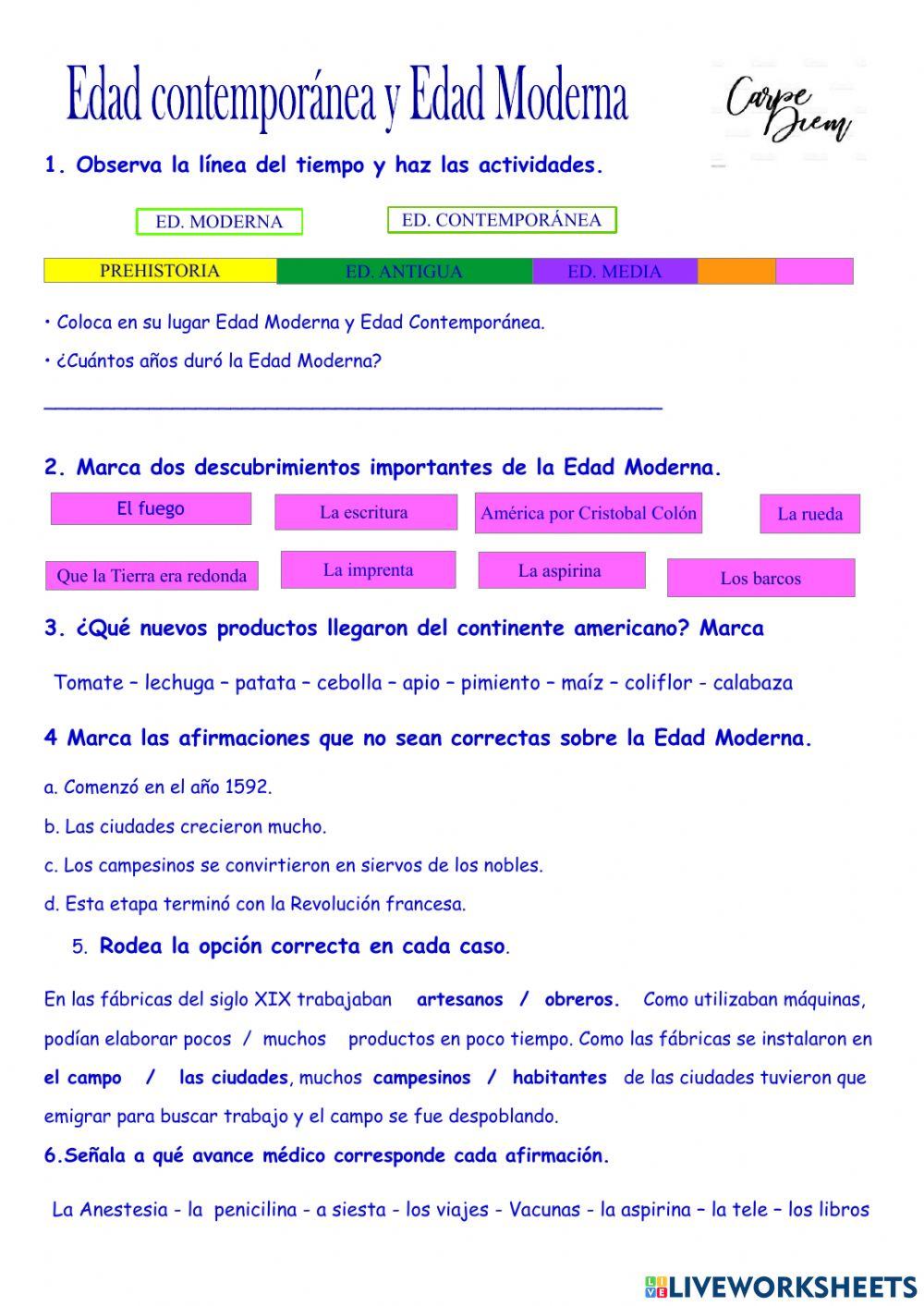 De la Edad Moderna a la Edad Contemporánea