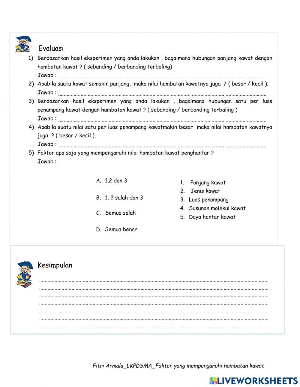 Faktor hambatan pada kawat