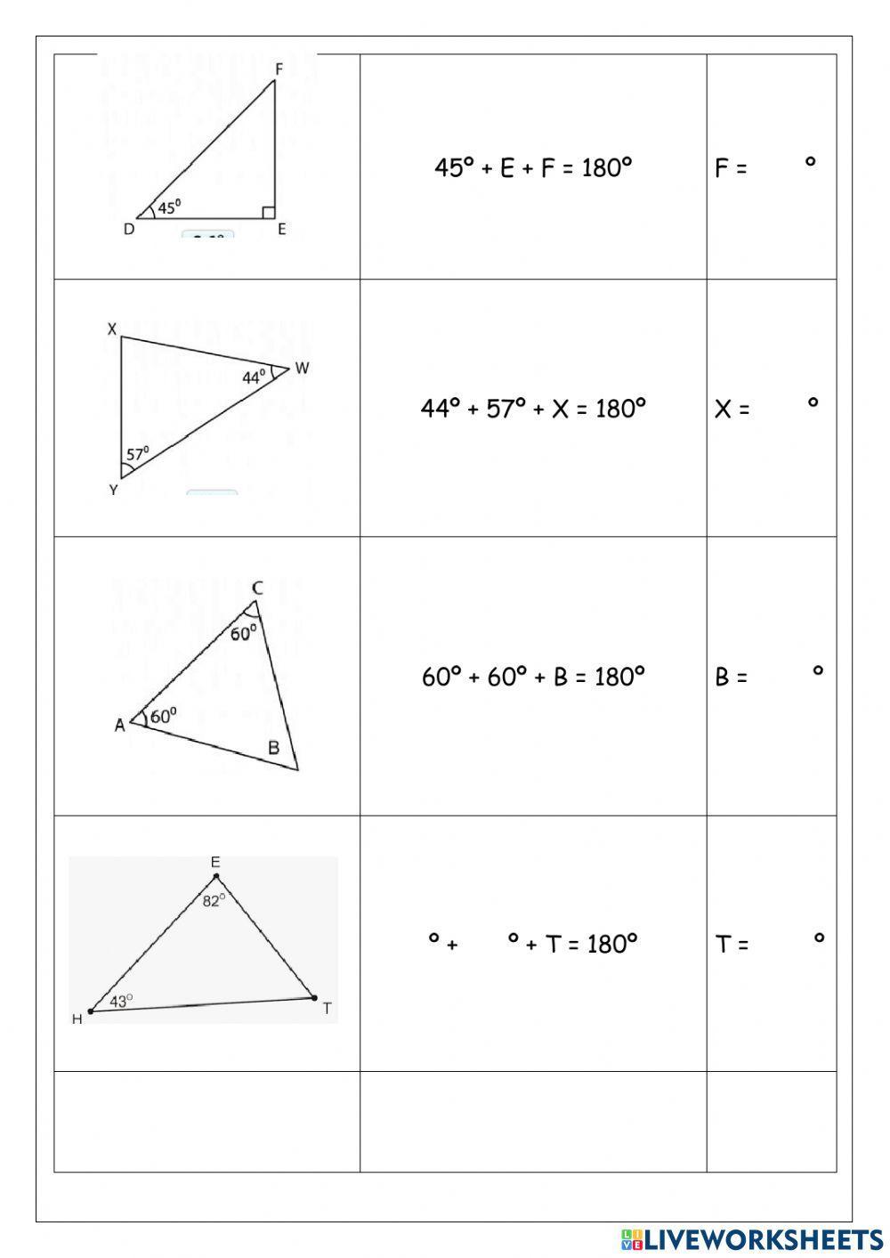Angles in a triangle Angles in a triangle