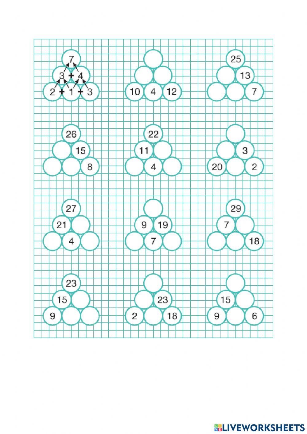 Viencipara skaitļu pieskaitīšana divcipara skaitļiem.