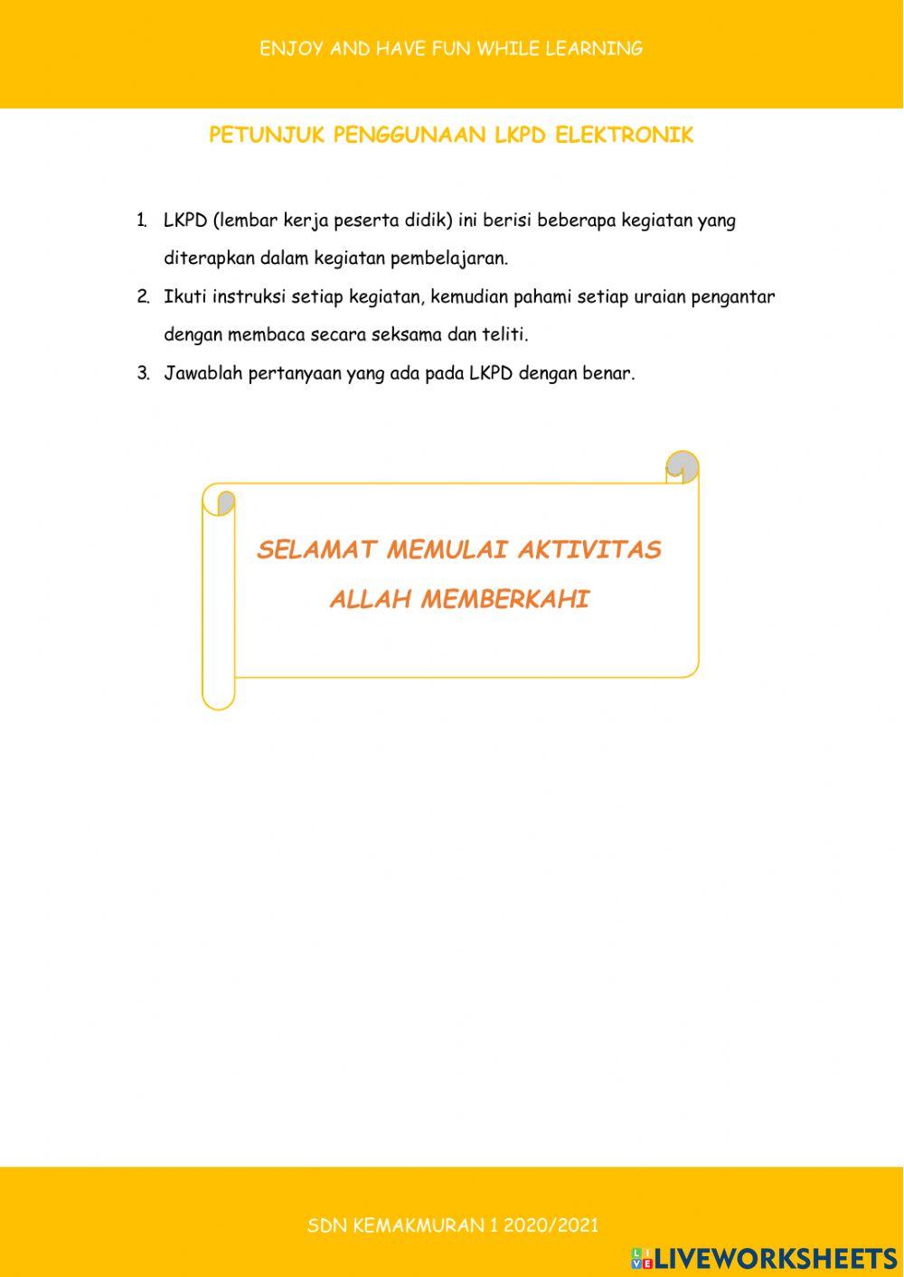 LKPD Kelas 4 Tema 8 Subtema 1 Pembelajaran 1 Lingkungan Tempat Tinggalku