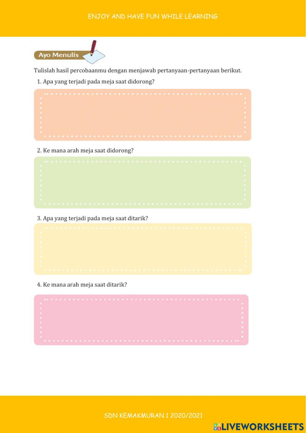 LKPD Kelas 4 Tema 8 Subtema 1 Pembelajaran 1 Lingkungan Tempat Tinggalku