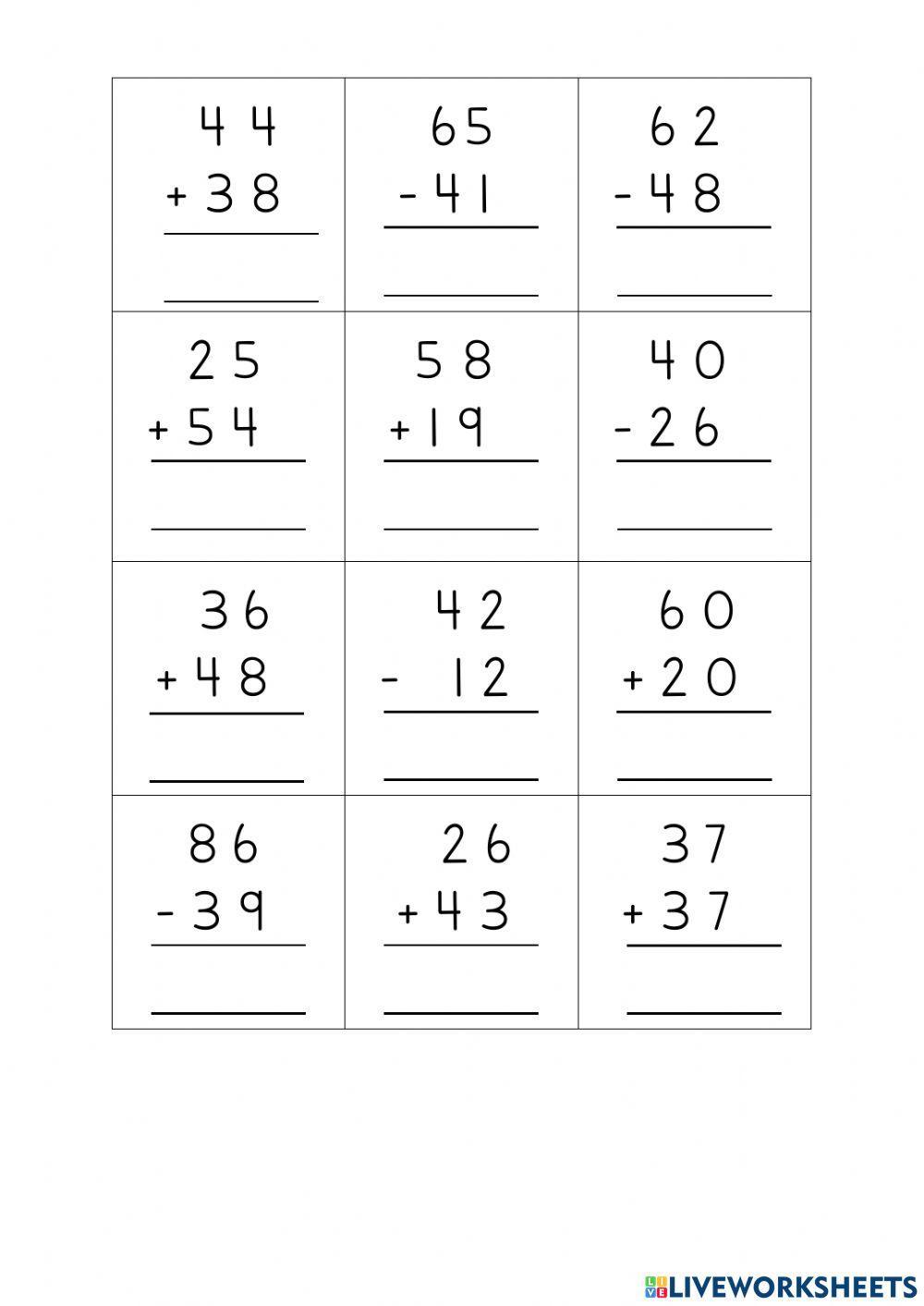 2-digit addition and subtraction