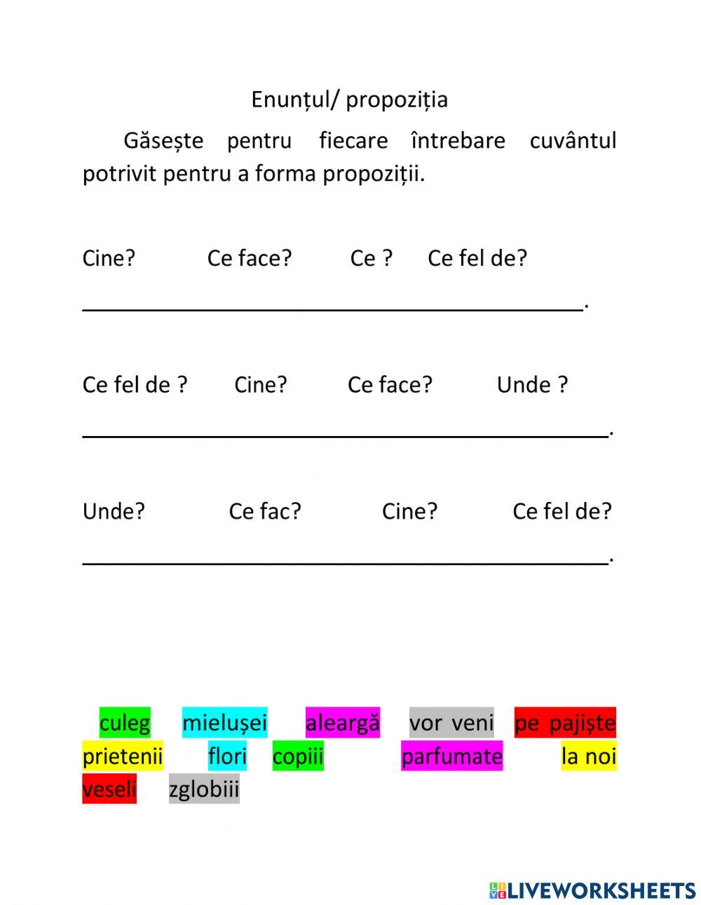 Enunțul - propoziția
