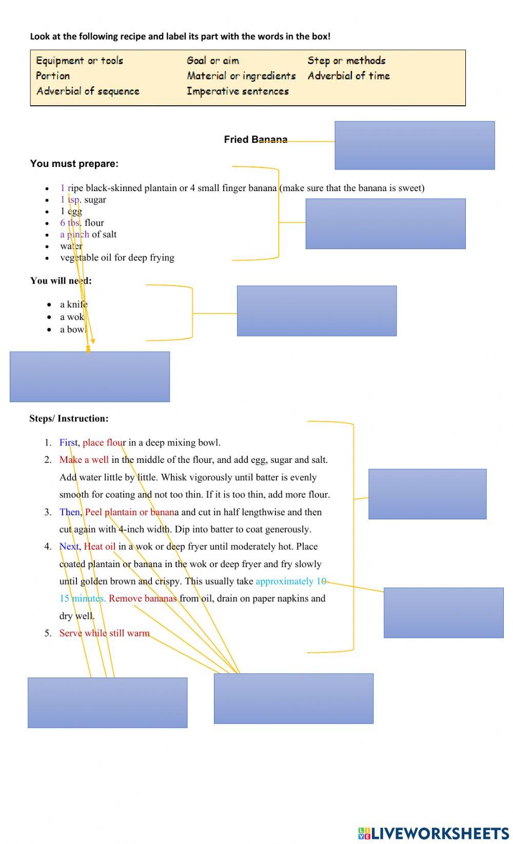 Generic structure procedure text worksheet | Live Worksheets