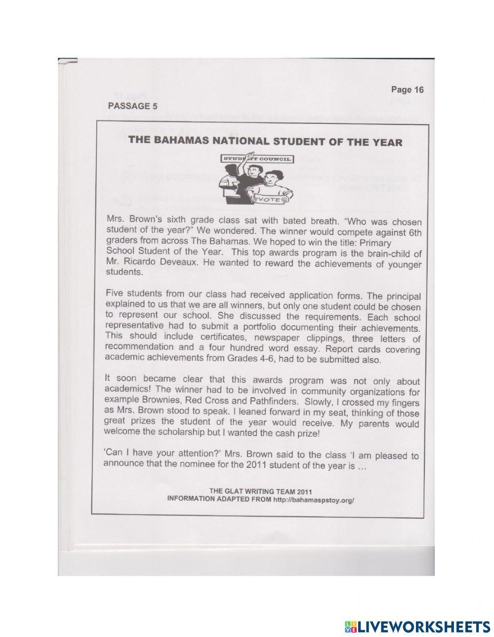 GLAT 6 READING 2011 pt.2