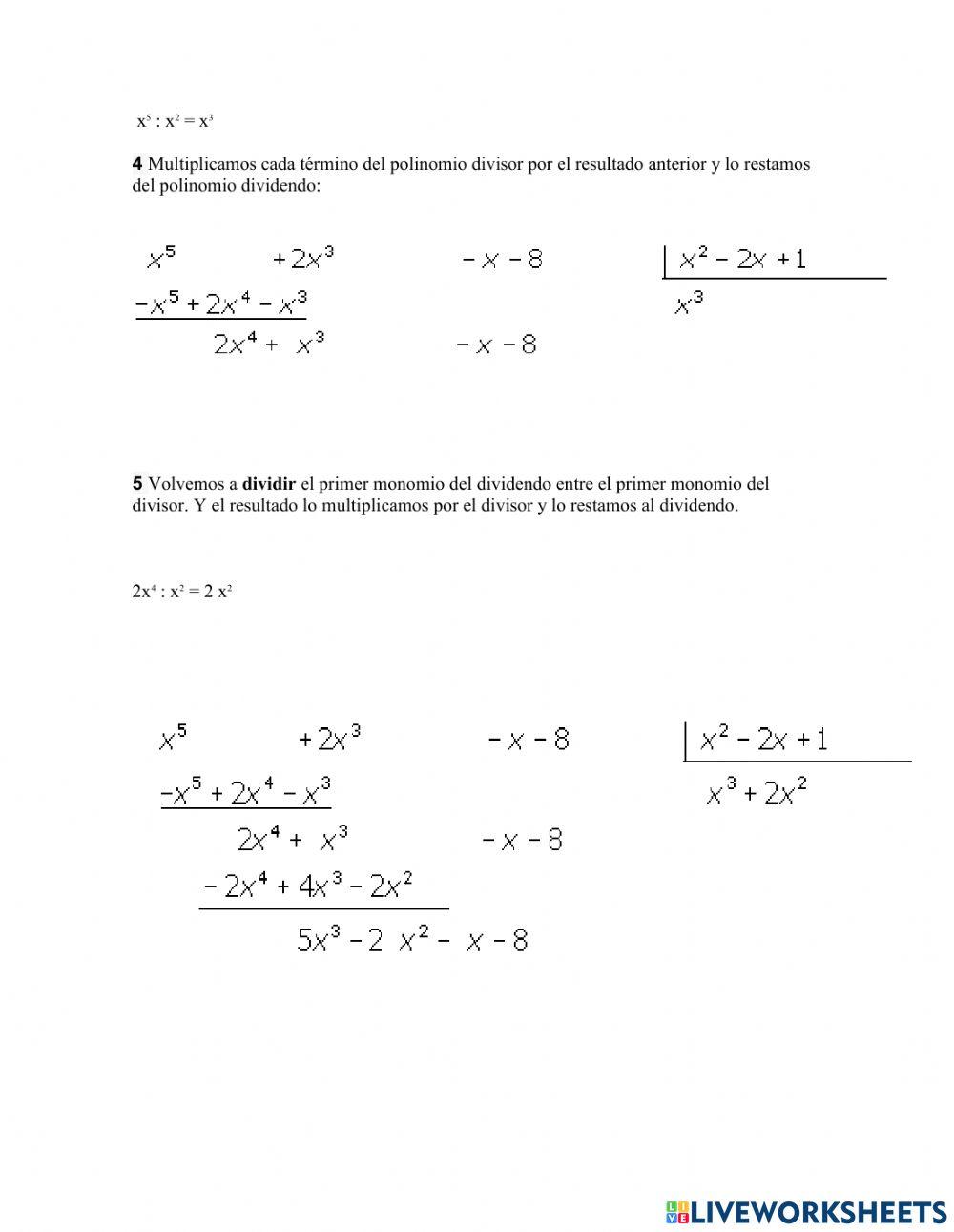 Teoria operaci0ones de polinomio