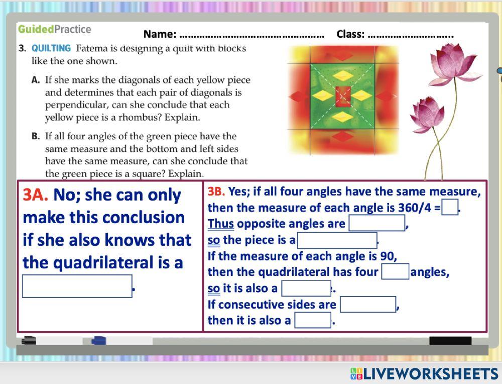 Rhombi and Squares activity Live Worksheets