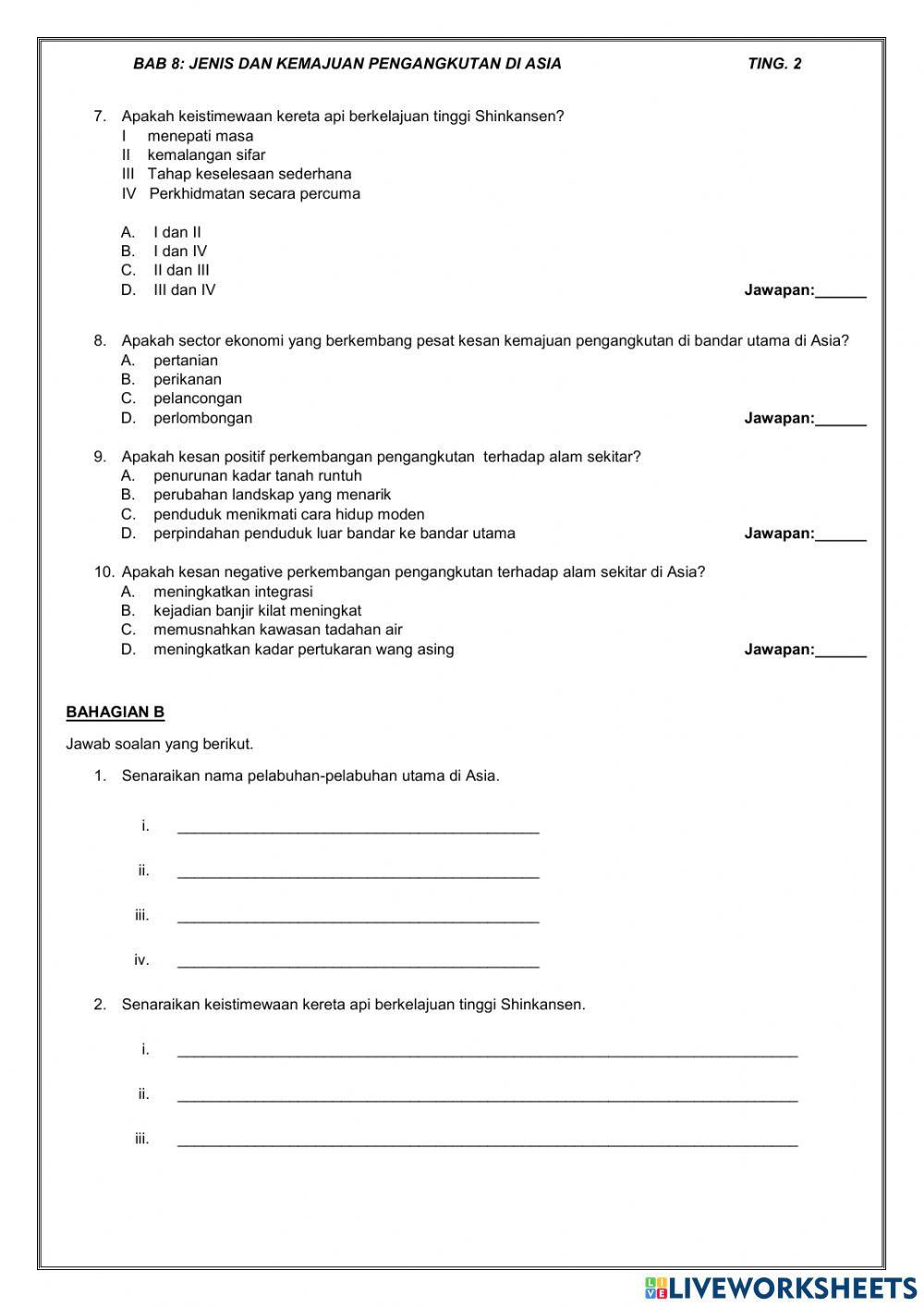 Bab 8: jenis dan kemajuan pengangkutan di asia