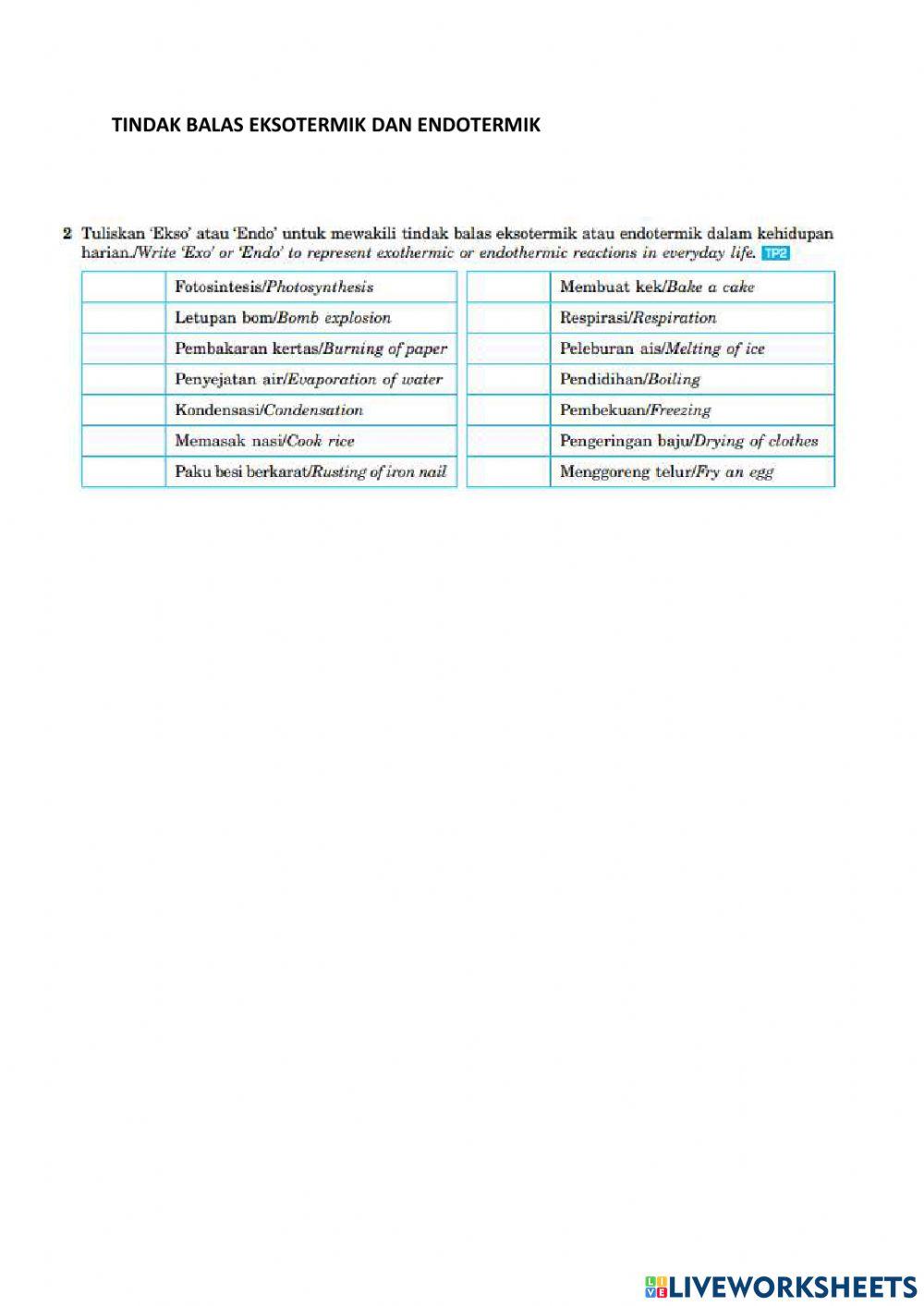 5.1 Tindak balas endotermik dan eksotermik