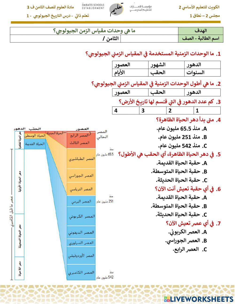 تعلم ذاتي  الجزء 1  مقياس السلم الجيولوجي