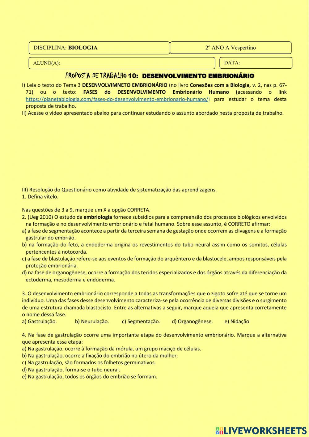 Desenvolvimento embrionário