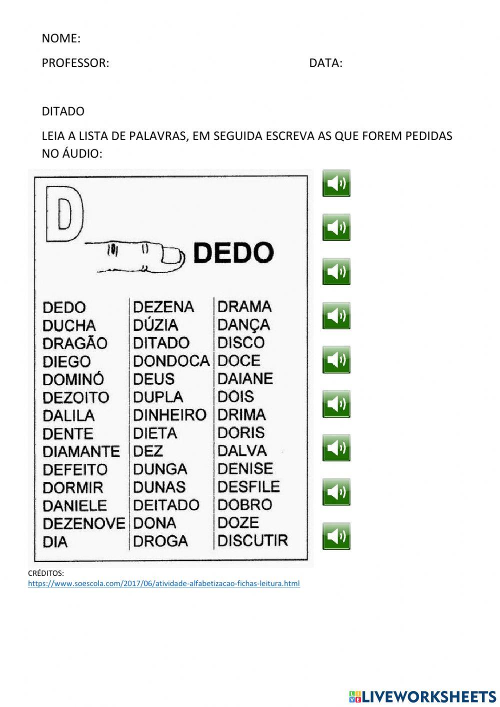 Ficha de leitura letra d