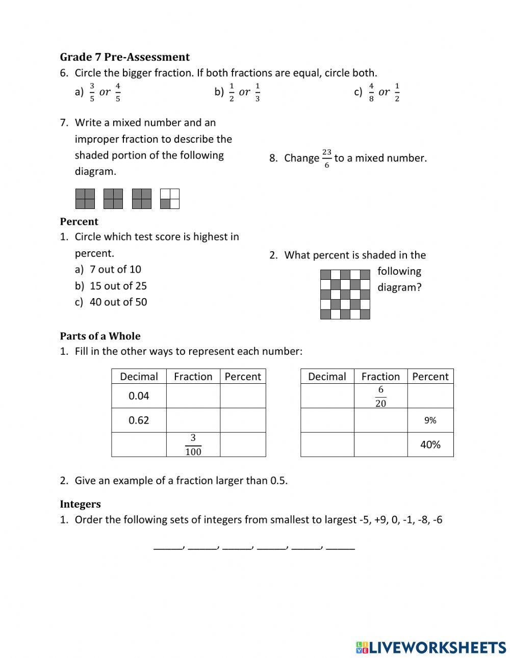 Grade 7 math Diagnostic Test - 2