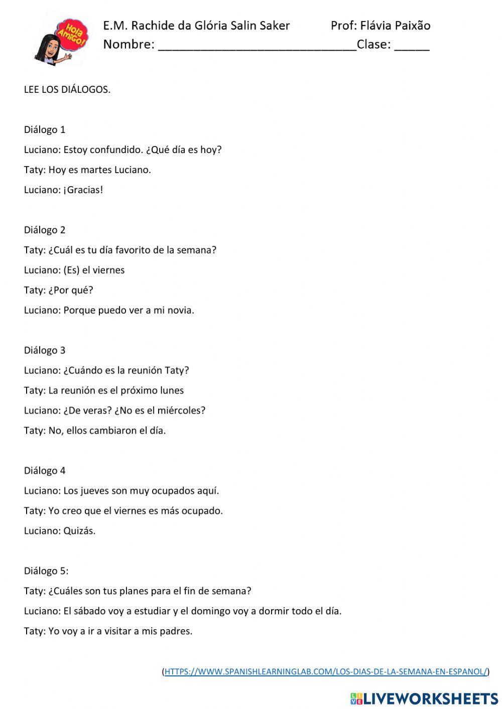 Interpretação e dias de semanas (2)