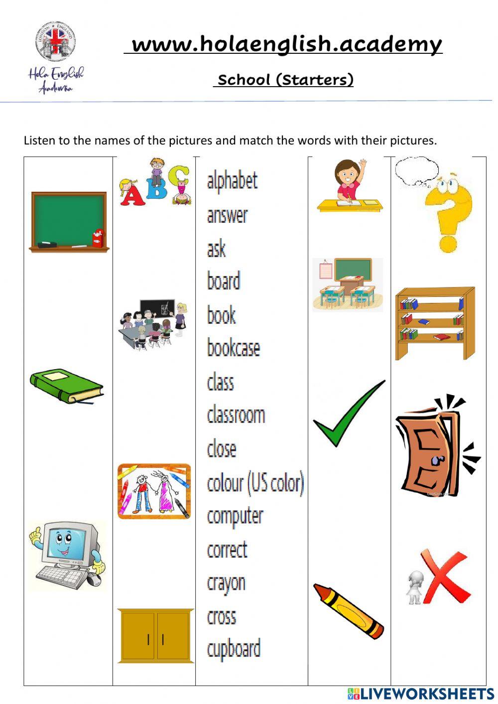A1 Starters Vocab School