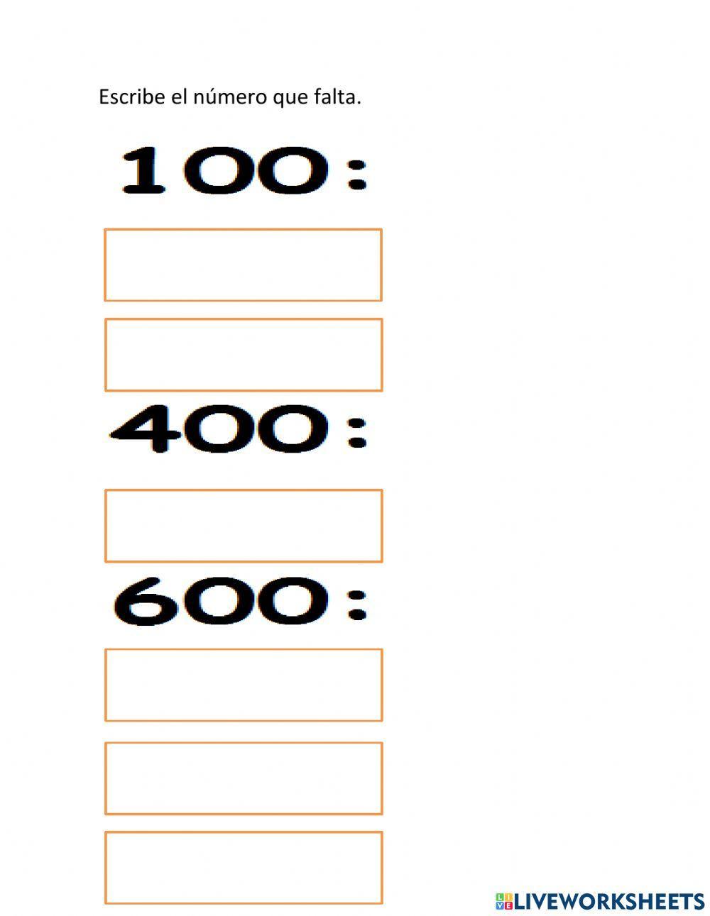 Números del 100 al 900