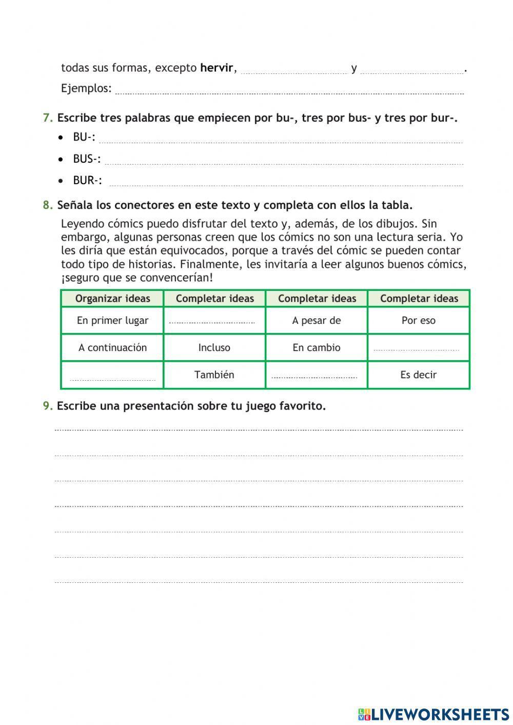 Repasa y Comprueba lo aprendido Tema 11 Lengua 4º