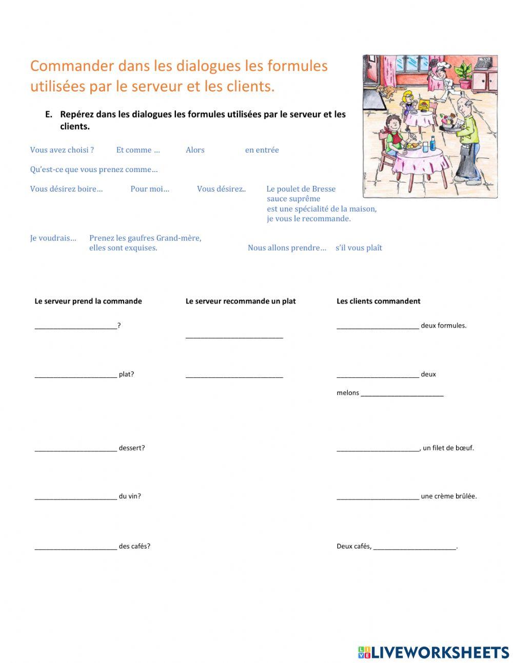 Commander au restaurant