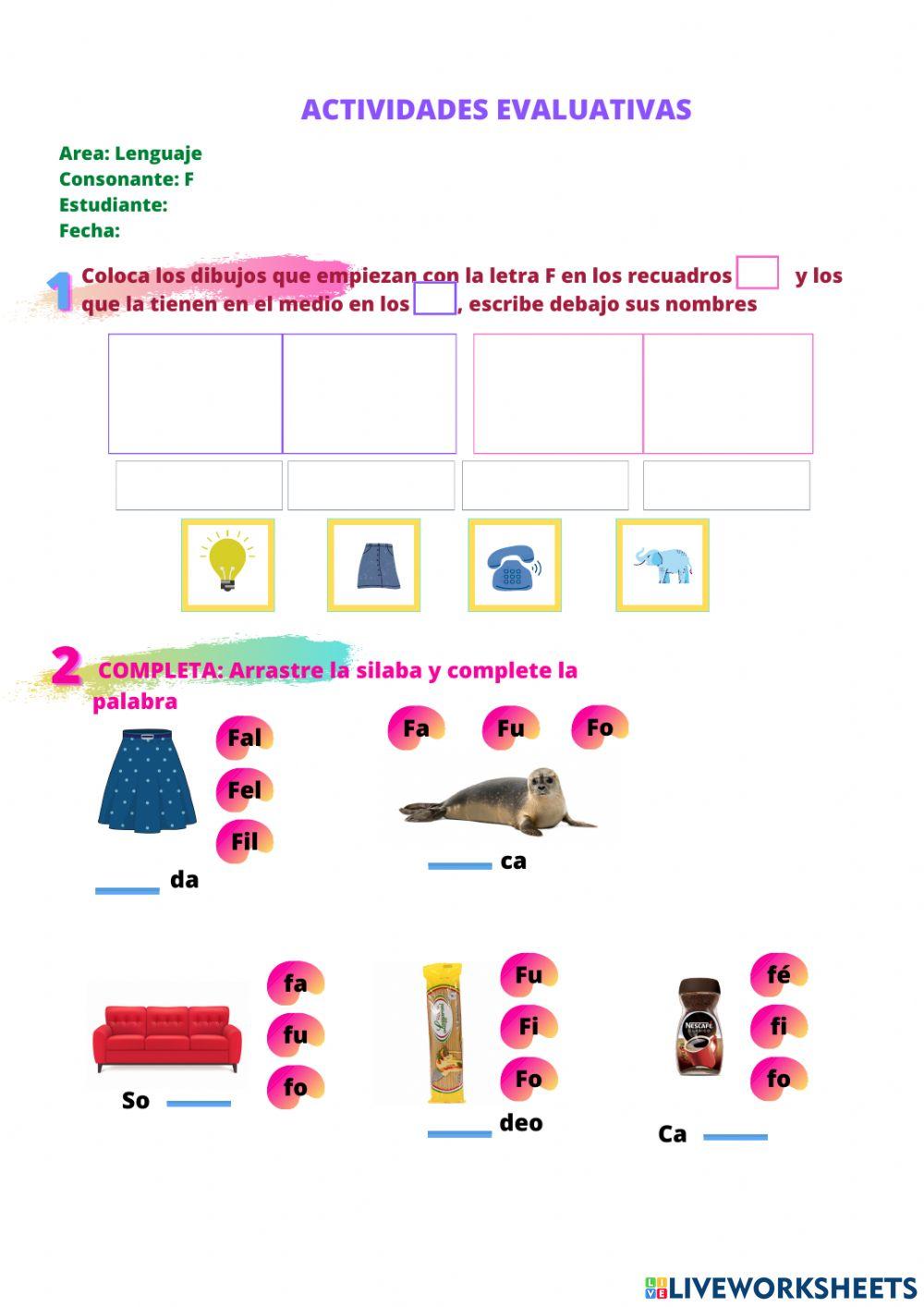 Ejercicios con la consofante f