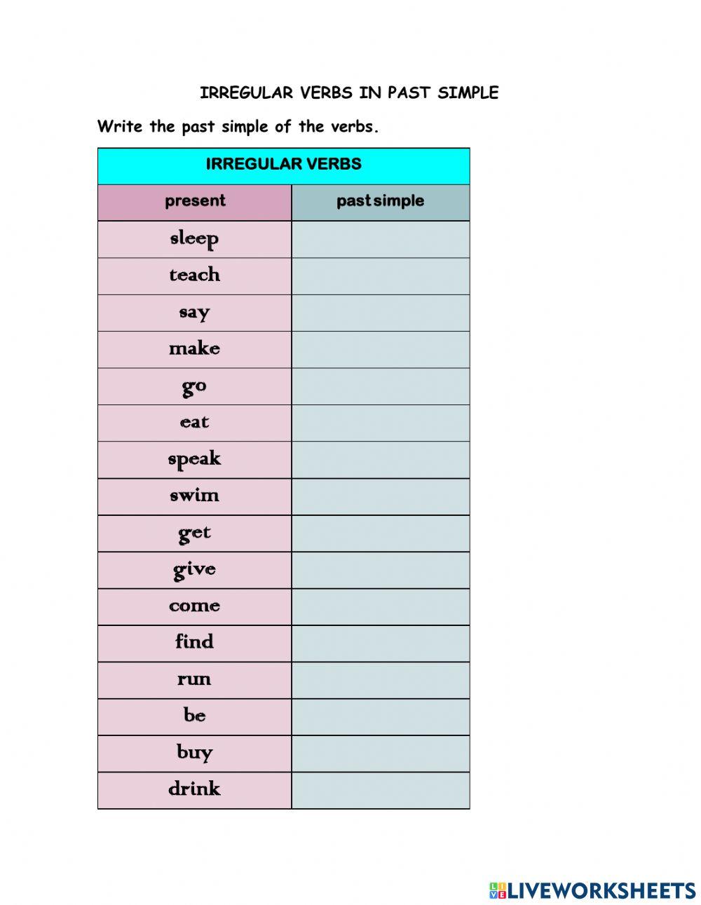 Irregular verbs in past simple