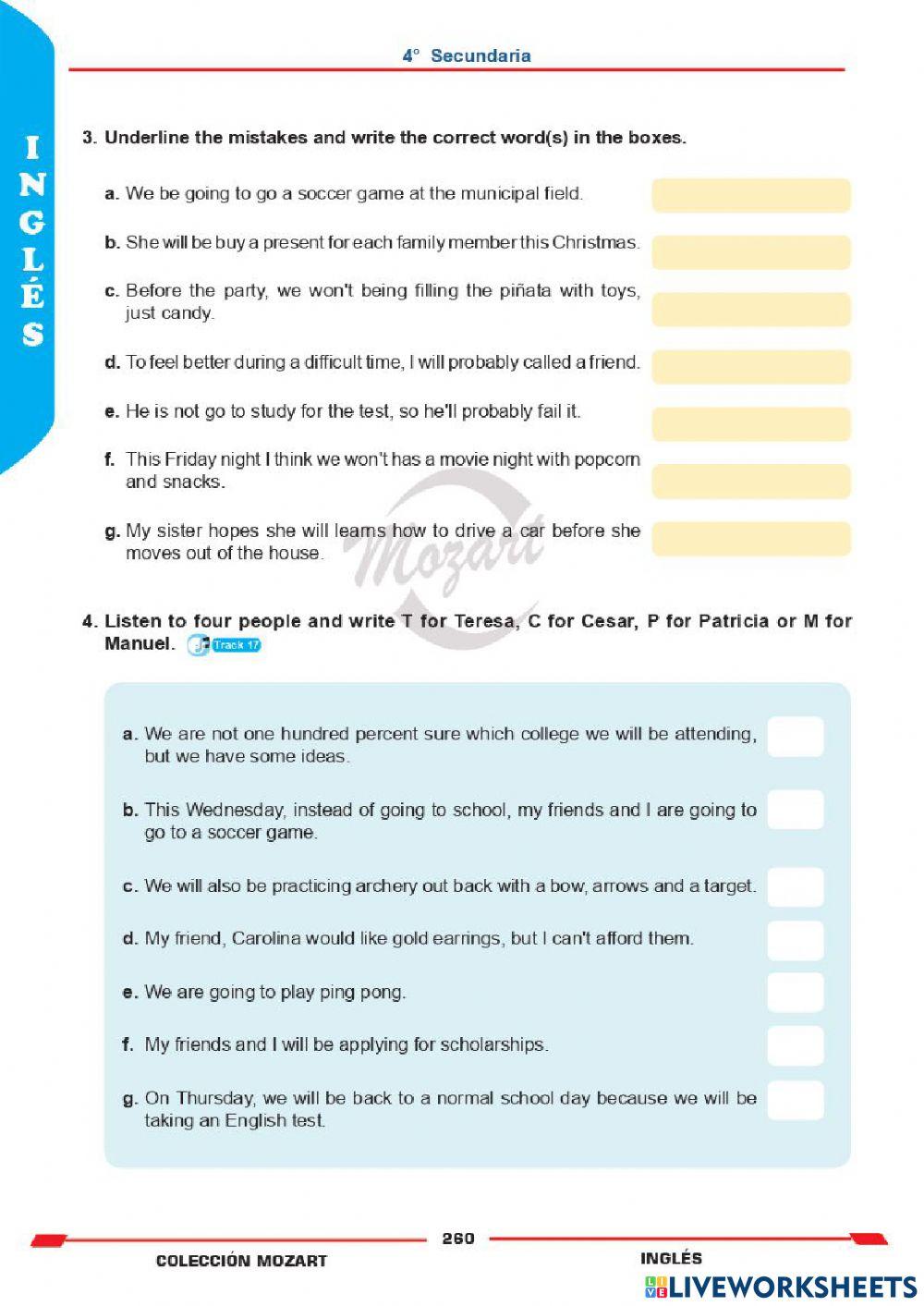 Unidad 3 - Inglés 4°