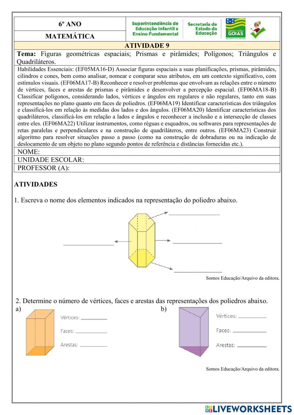 Figuras Geométricas espaciais.