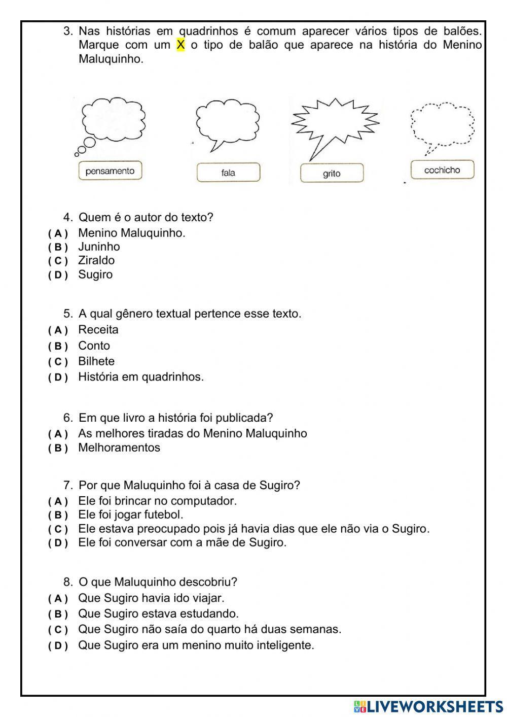 Interpretação de história em quadrinhos