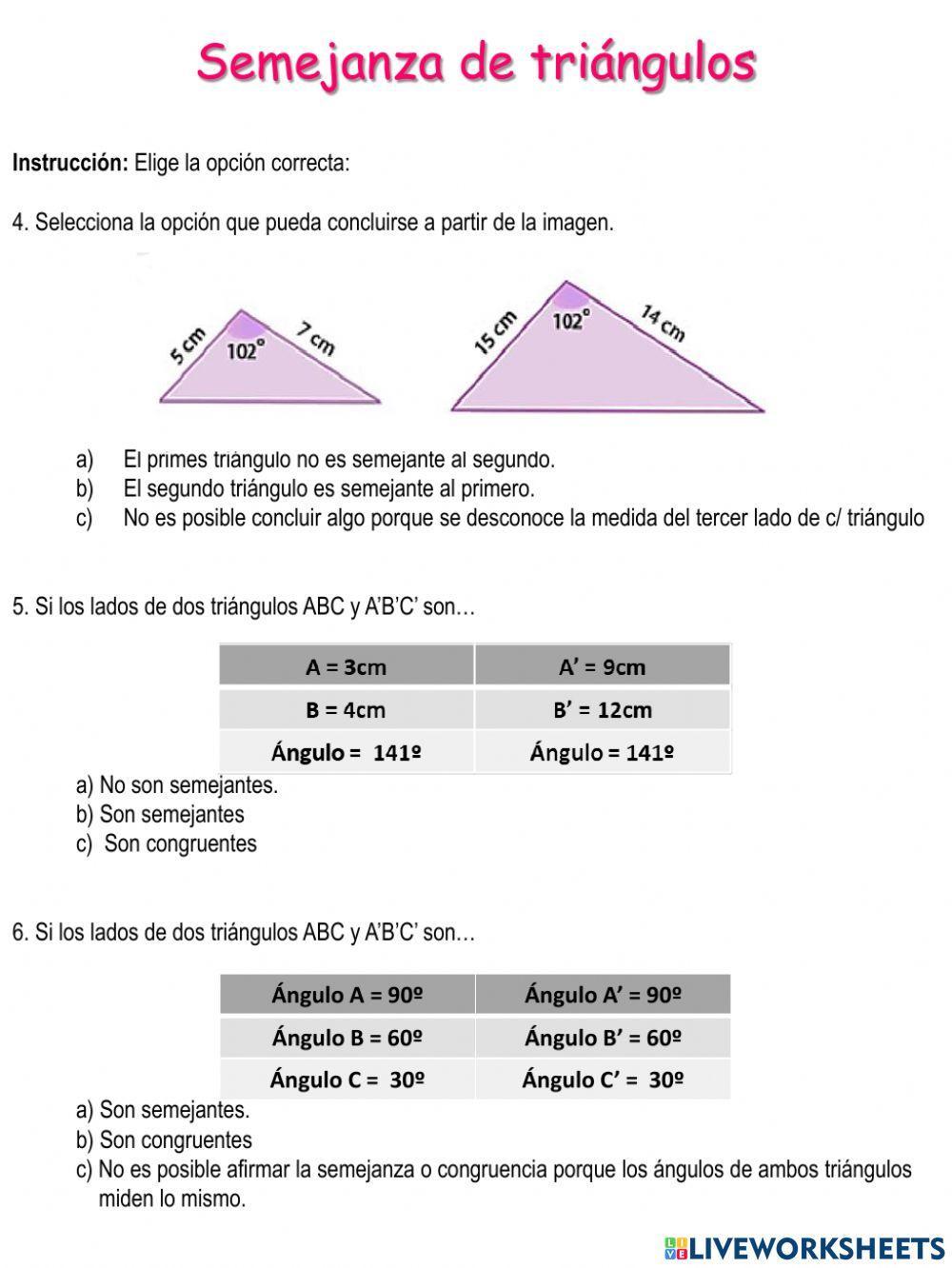 Triángulos semejantes