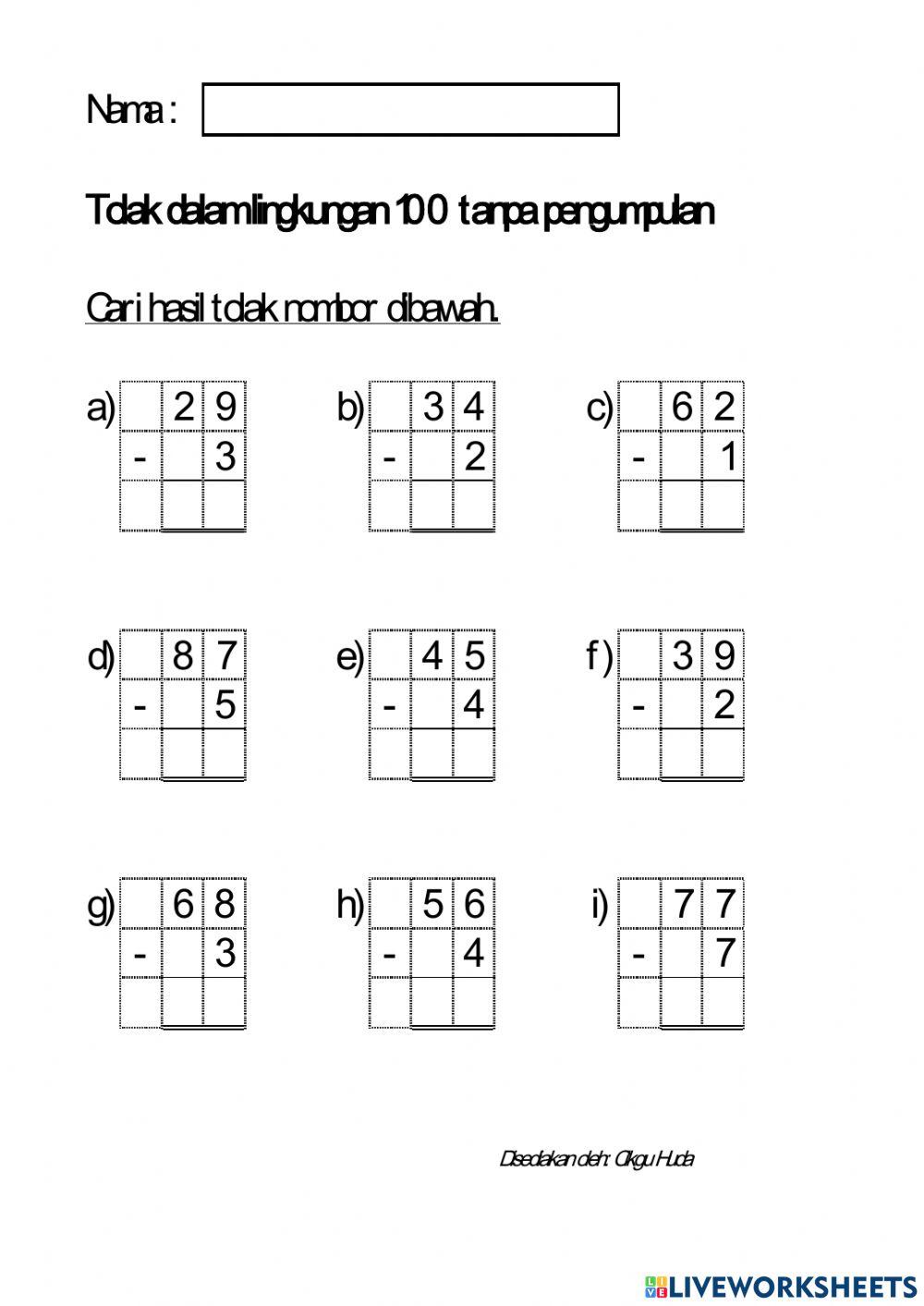 Tolak dalam lingkungan 100 tanpa pengumpulan