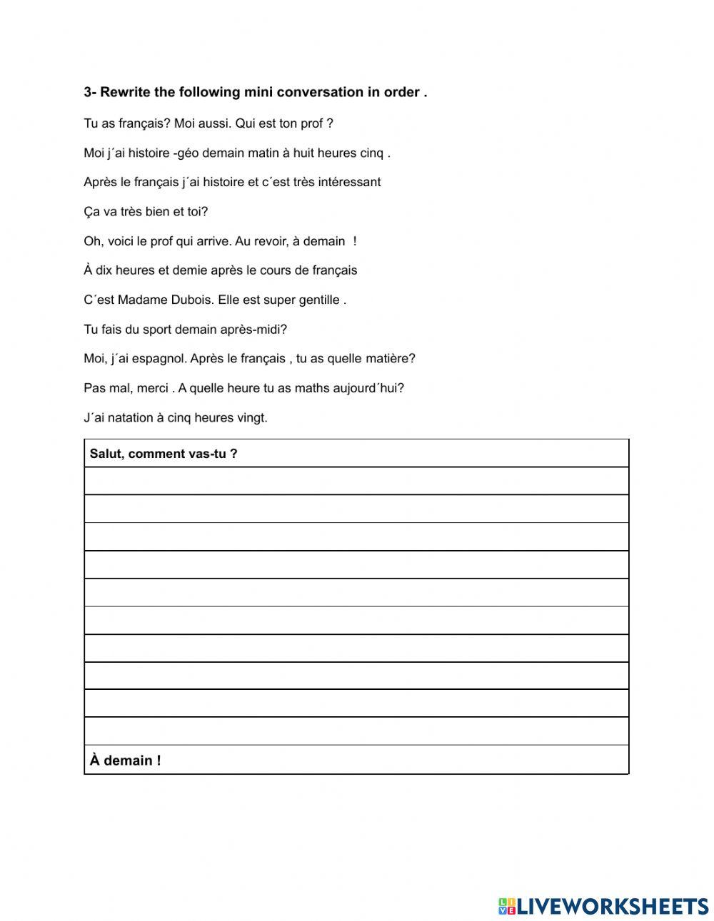 L-heure et l-emploi du temps