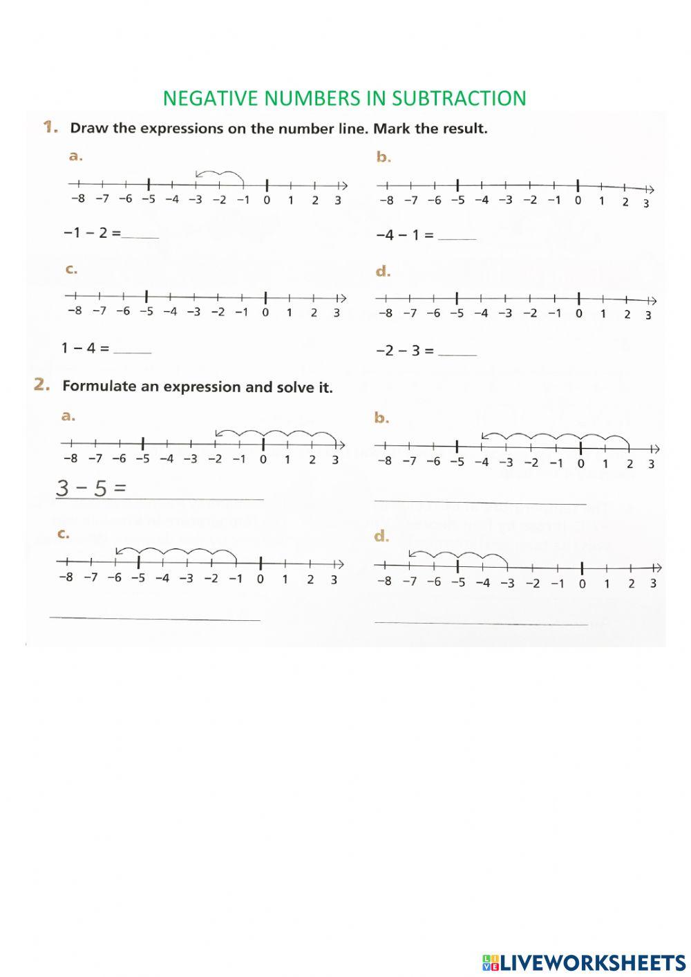 Negative number in subtraction