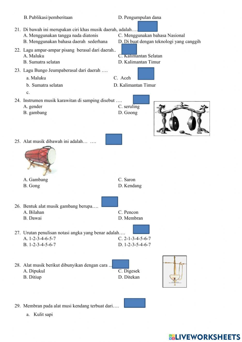 PAT seni budaya kelas 7 2020-2021