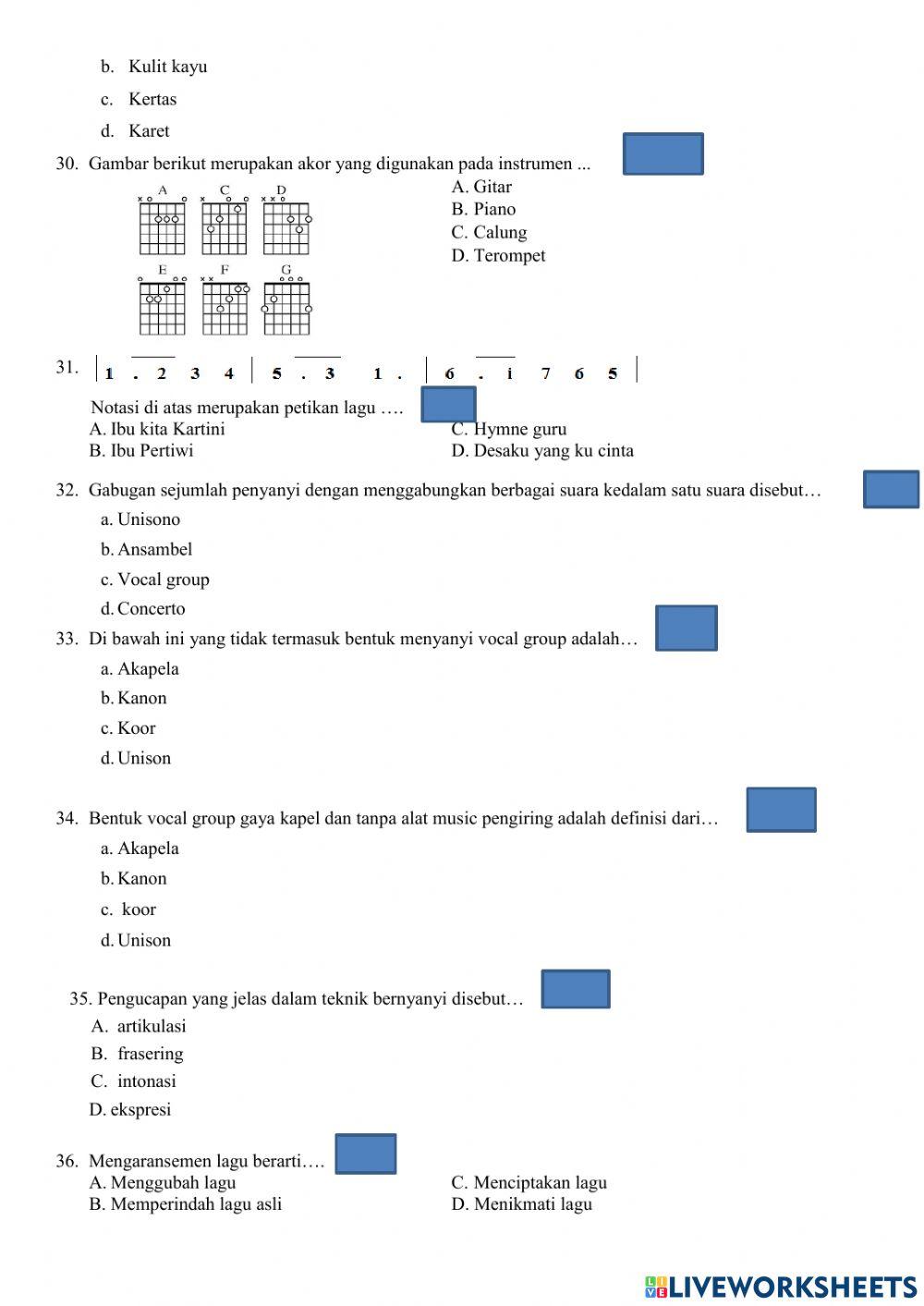 PAT seni budaya kelas 7 2020-2021