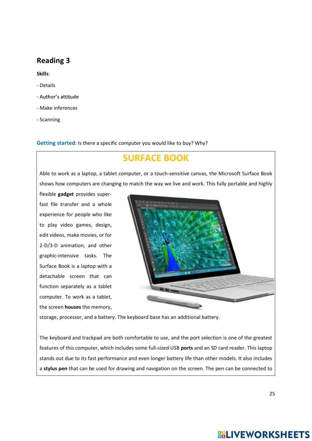 Unit 3 Reading 3 Surface book