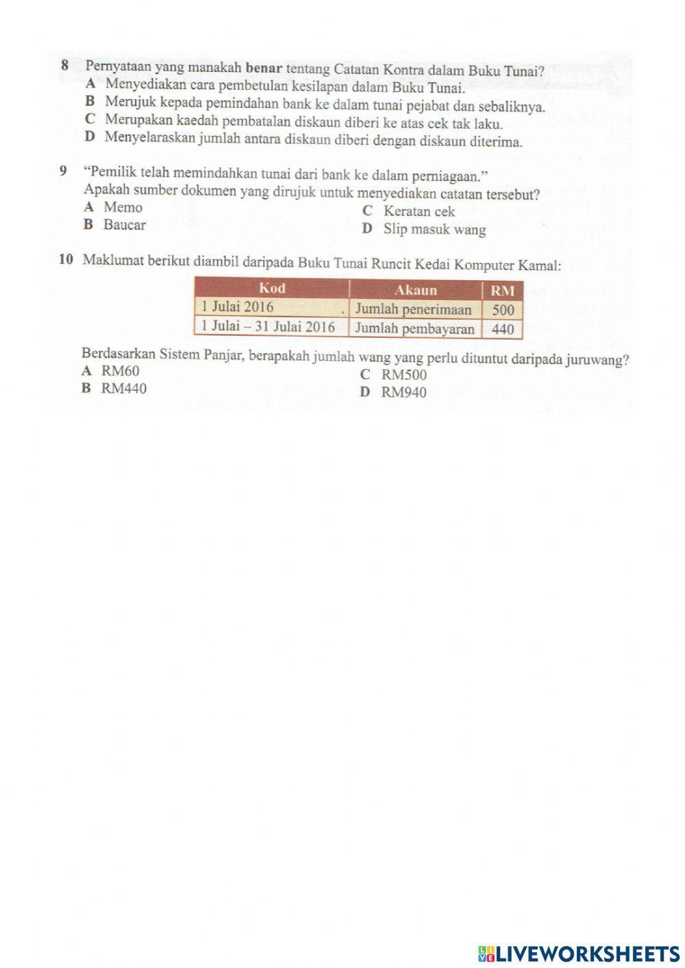 Soalan Objektif Buku Catatan Pertama