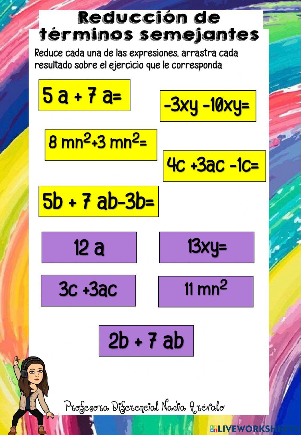 Reducción de términos semejantes