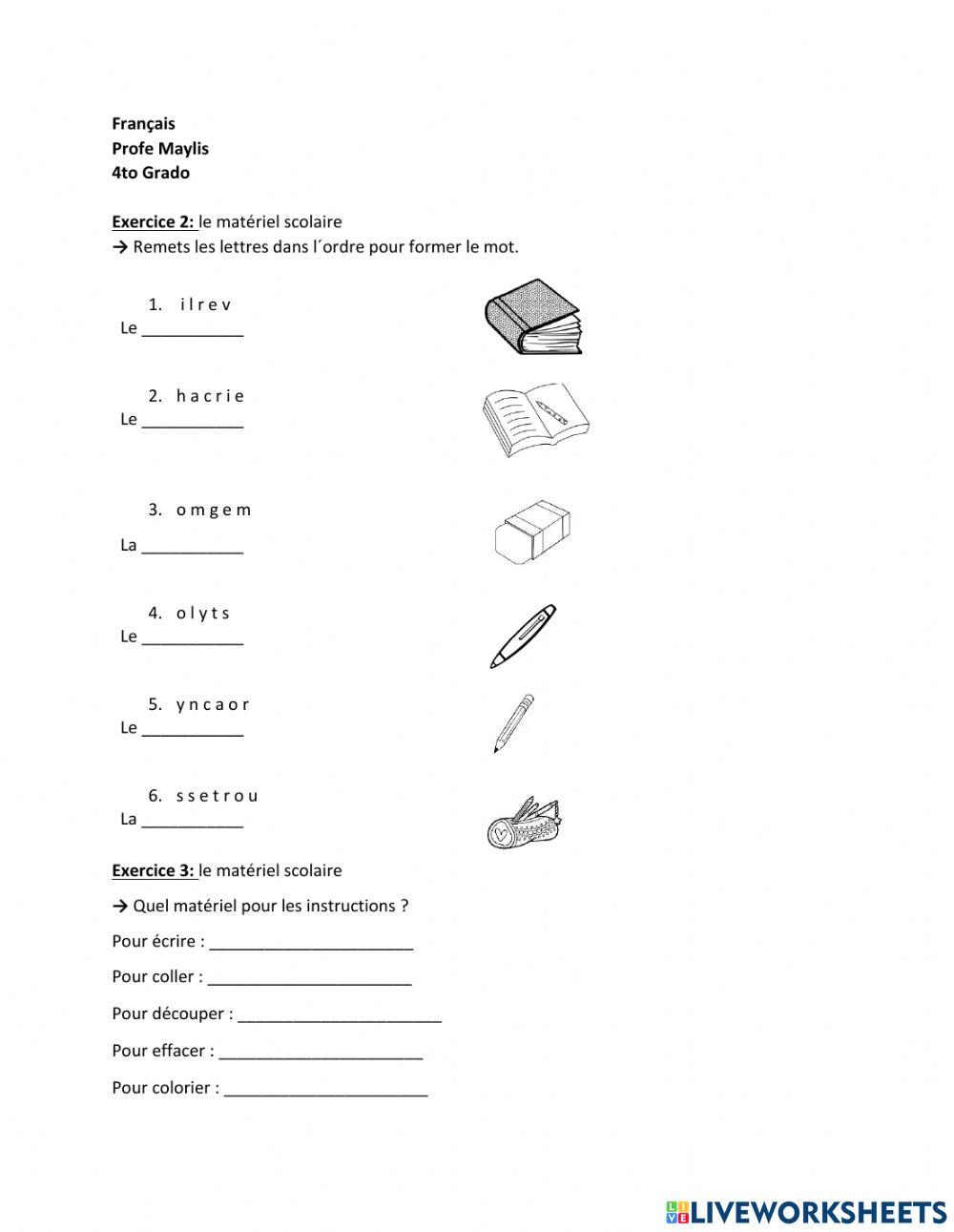 Le matériel scolaire