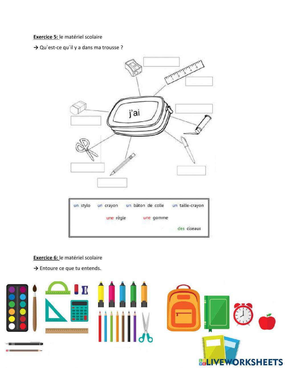 Le matériel scolaire