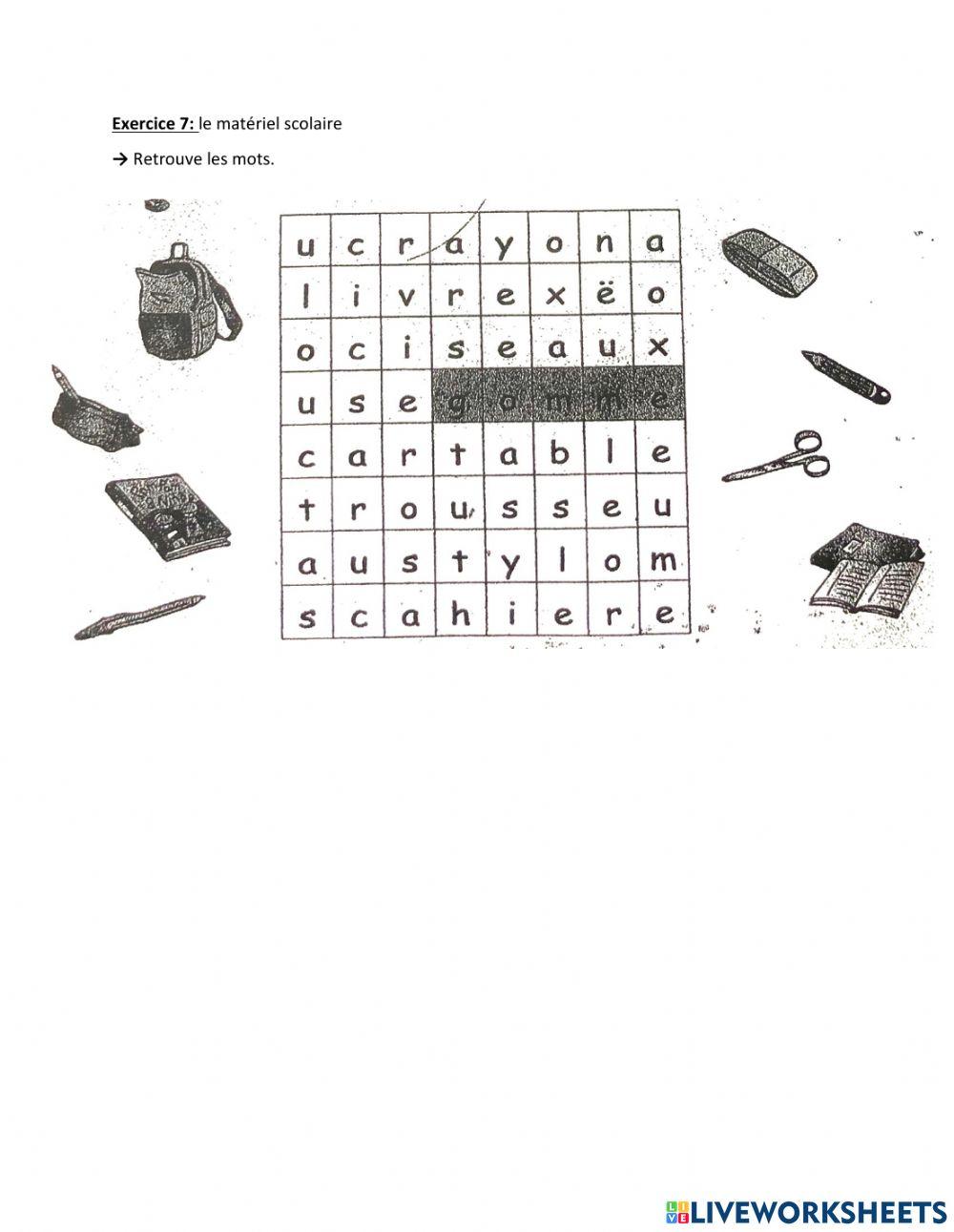 Le matériel scolaire