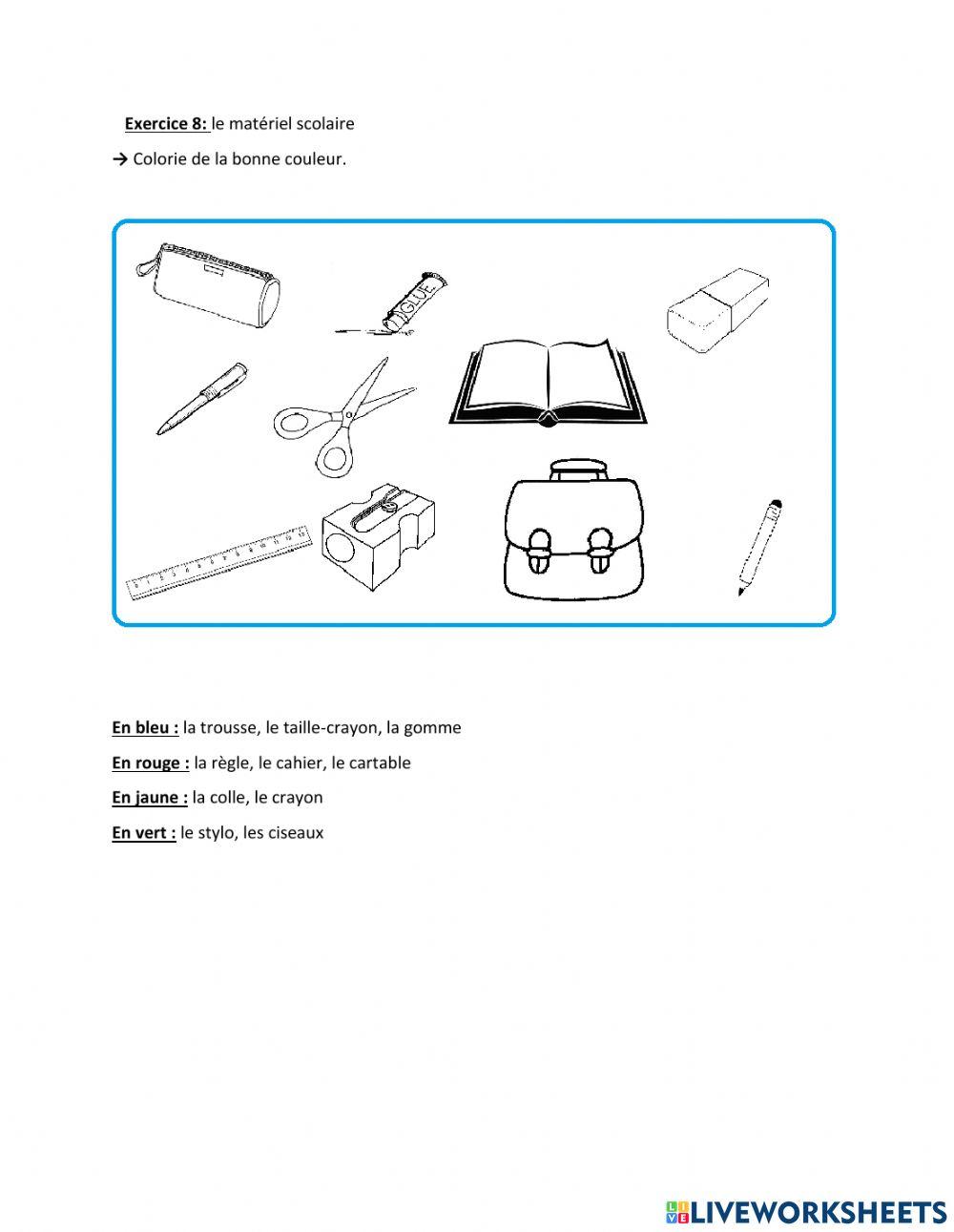 Le matériel scolaire
